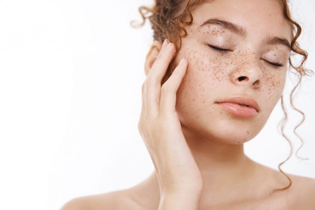 woman with cheek filler