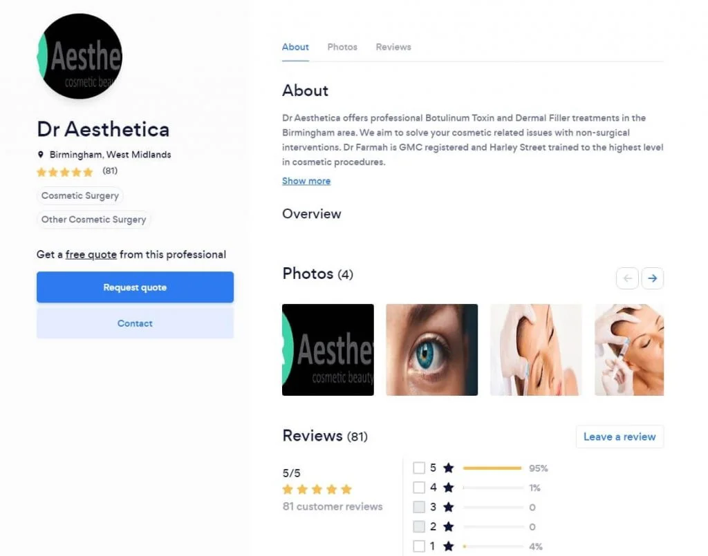 Dr Aesthetica cosmetic procedures testimonials