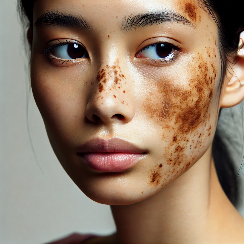 Here is an image representing pigmentation issues on the face, highlighting areas of uneven skin tone with dark spots and patches. This visual can help in understanding and addressing pigmentation concerns effectively.