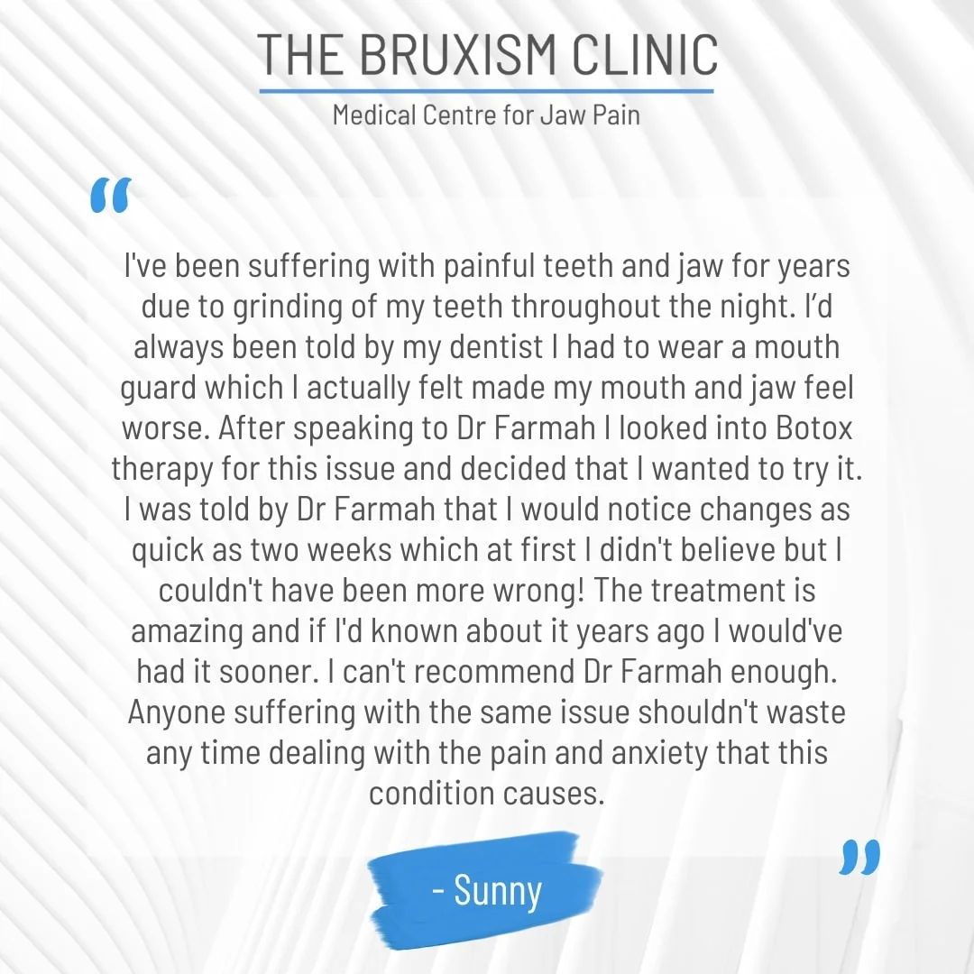 Painful Teeth Grinding Treatment Review with Botox from Dr Aesthetica The Bruxism Clinic